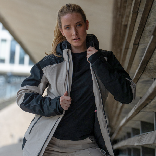Female model wearing Tricorp bicolor redefined